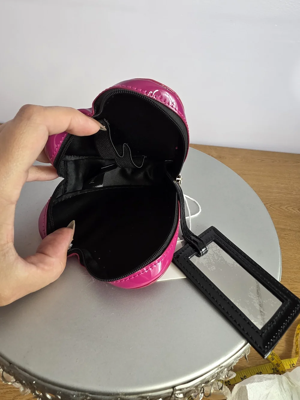 YSL Heart-Shaped Pink Patent Cosmetic Case